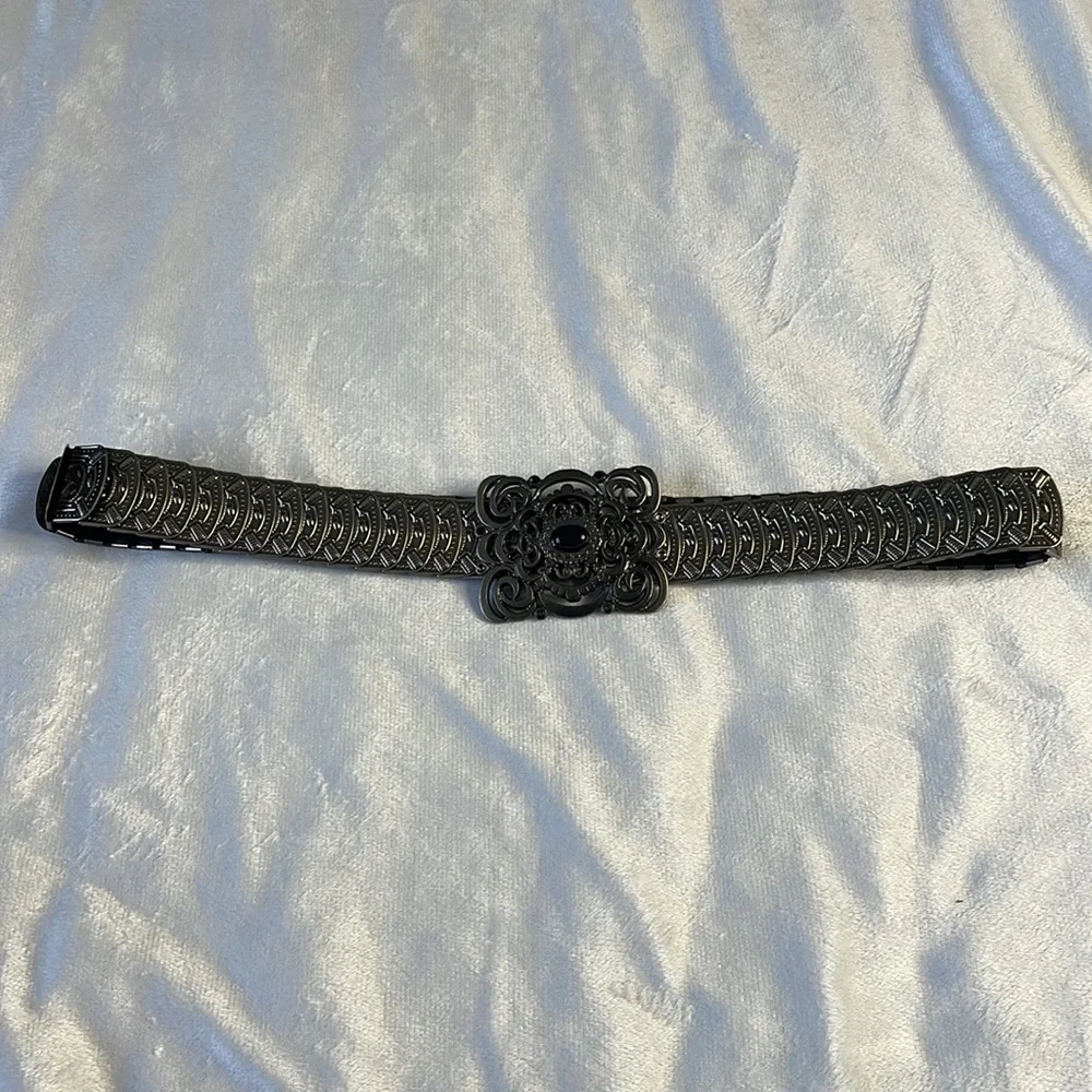 Vintage Women’s Silver Metal Disc Stretch Belt - Picture 5 of 7
